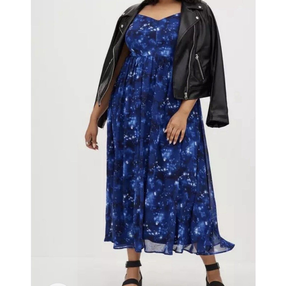 Torrid Ladder Trimmed Maxi Dress - Chiffon Galaxy Blue Size 3